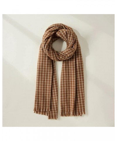 Plaid Scarf Simple Scarf Sweet Shawl Warm Woven Tassel Scarf Autumn and Winter (Color : Purple) Brown $15.29 Scarves