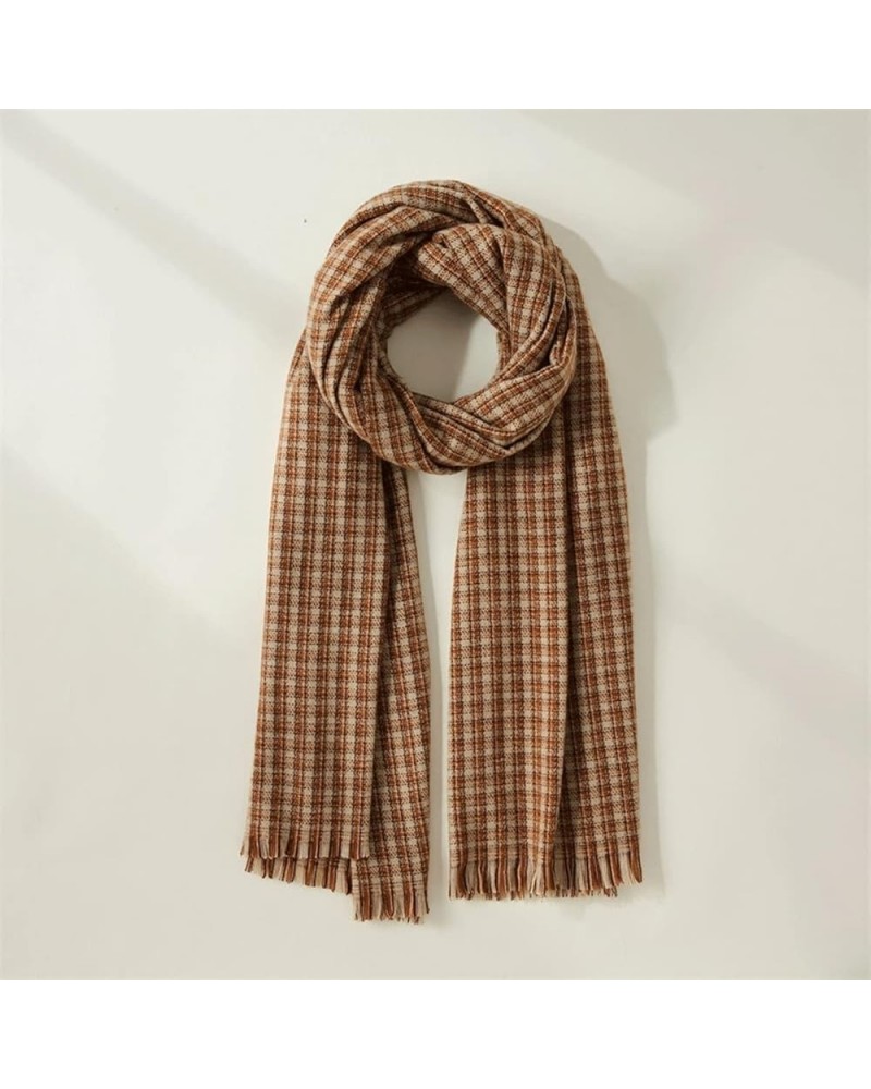 Plaid Scarf Simple Scarf Sweet Shawl Warm Woven Tassel Scarf Autumn and Winter (Color : Purple) Brown $15.29 Scarves