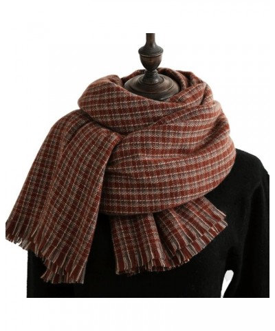 Plaid Scarf Simple Scarf Sweet Shawl Warm Woven Tassel Scarf Autumn and Winter (Color : Purple) Brown $15.29 Scarves