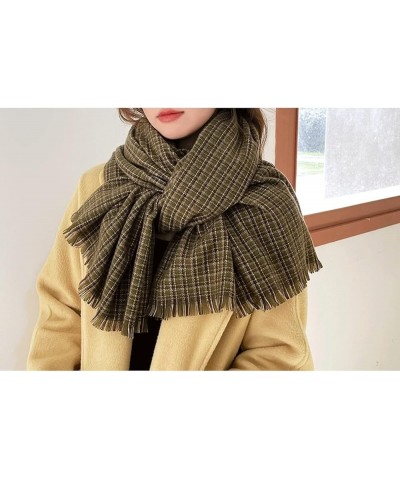 Plaid Scarf Simple Scarf Sweet Shawl Warm Woven Tassel Scarf Autumn and Winter (Color : Purple) Brown $15.29 Scarves