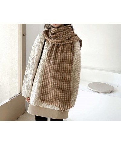 Plaid Scarf Simple Scarf Sweet Shawl Warm Woven Tassel Scarf Autumn and Winter (Color : Purple) Brown $15.29 Scarves