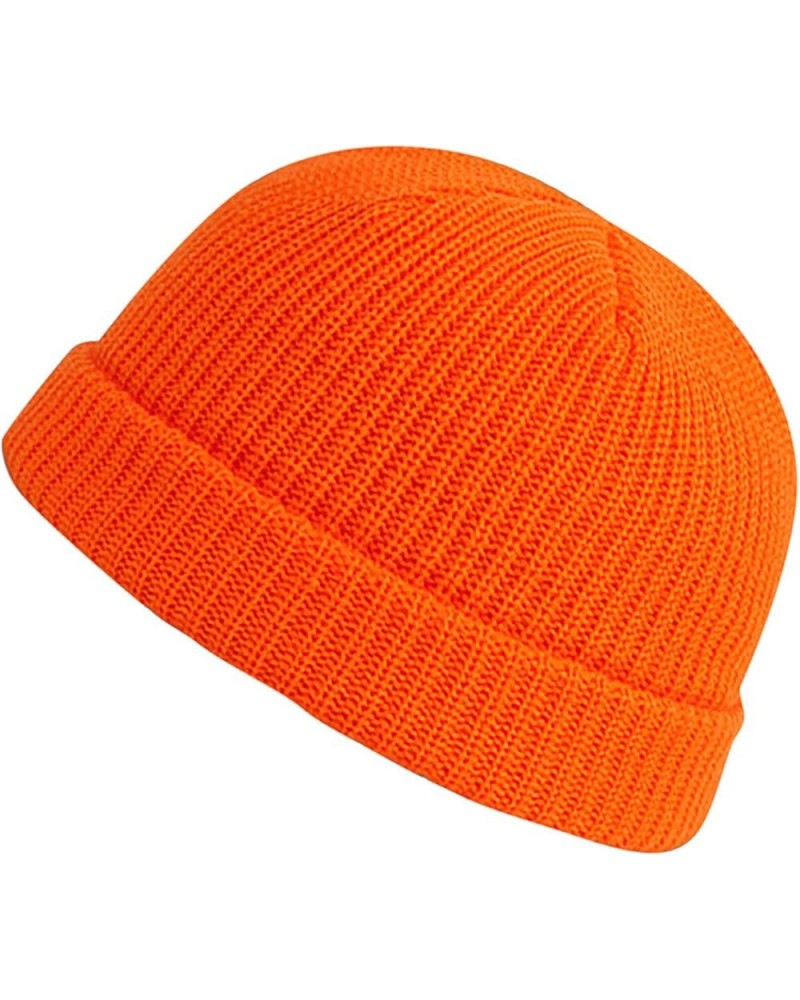 Knit ????eanie Hat for Women Warm Knit Stocking Hats Warm Chunky Knitted Cap Fleece Ski Stocking ????kull Cap Orange $7.44 Sk...