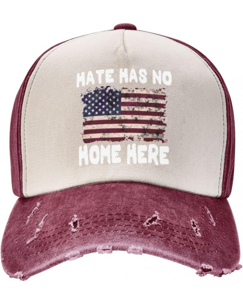 Hate Has No Home Here Vintage Denim Dad Hat - Premium Contrast Baseball Cap $15.83 Baseball Caps