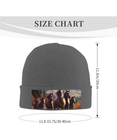 Horses Print Knit Beanie for Women Men Casual Knit Hat Winter Knit Cuffed Beanie Soft Hat Deep Heather $9.90 Skullies & Beanies