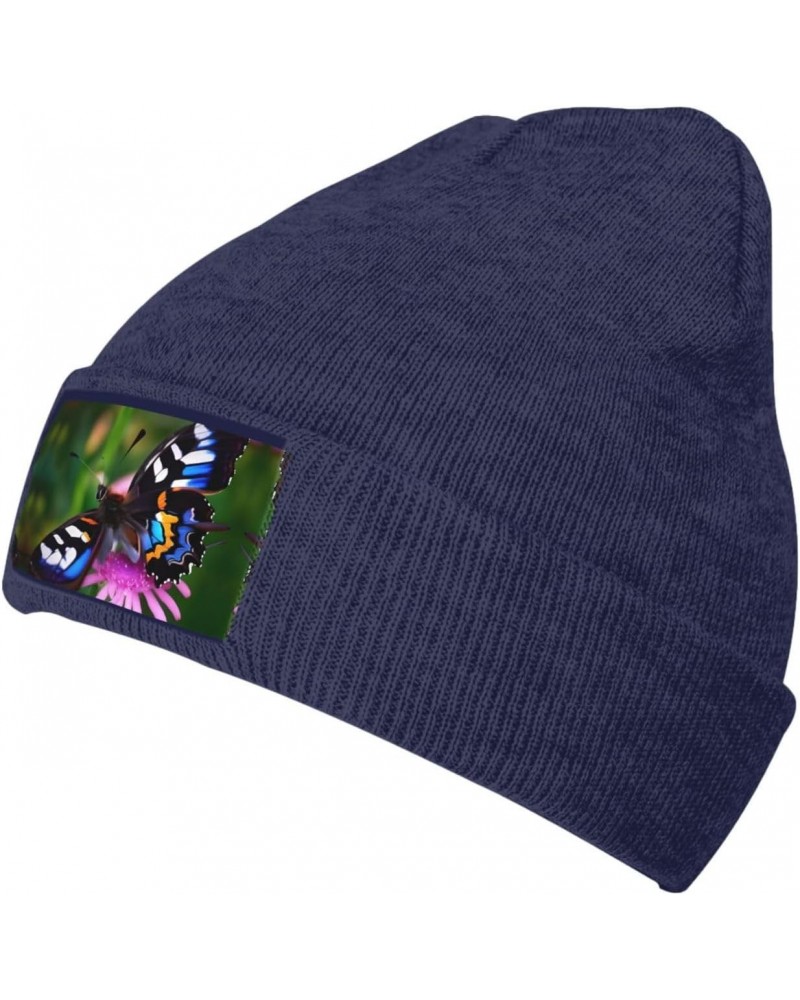 Colorful Butterfly Luxurious Velvet Patch Design,Knitted Wool Hat,Ideal for Sporty & Outdoor Activities $14.01 Skullies & Bea...