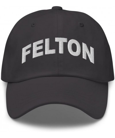 Felton California Hat Felton CA Cap Embroidered Dad Hat Adjustable Strap Closure Unisex Dark Grey $23.19 Baseball Caps