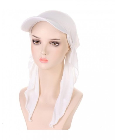 Womens Casual Floral Printed Head Hat Cap Headwear Muslim Turban Cap Slouchy Headwear Scuttle Hat 7-white $12.73 Skullies & B...