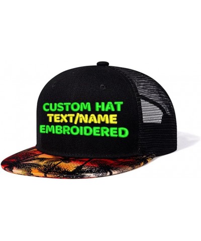 Custom Name/Text Embroidered Snapback Mesh Flat Bill Hat Hip Hop Fashion Cap Outdoor Party Red Coconut/Black $15.33 Baseball ...