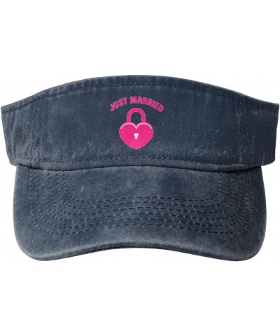 Just Married Print Ladies' Washed Denim Open-Top Hat for Outdoor Decorations and Daily Use, One Size-Large $15.24 Sun Hats