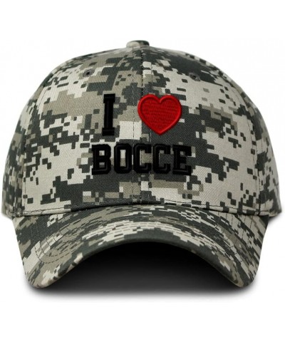 Custom Camo Baseball Cap I (Love) Bocce Red Heart Sports Lovers Cotton Pixel Camo Design Only $15.36 Baseball Caps