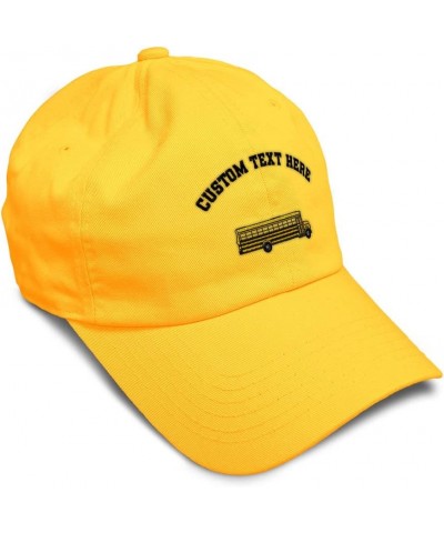 Custom Soft Baseball Cap School Bus B Embroidery Bus School Bus Twill Cotton Dad Hats for Men & Women Golden Yellow Personali...