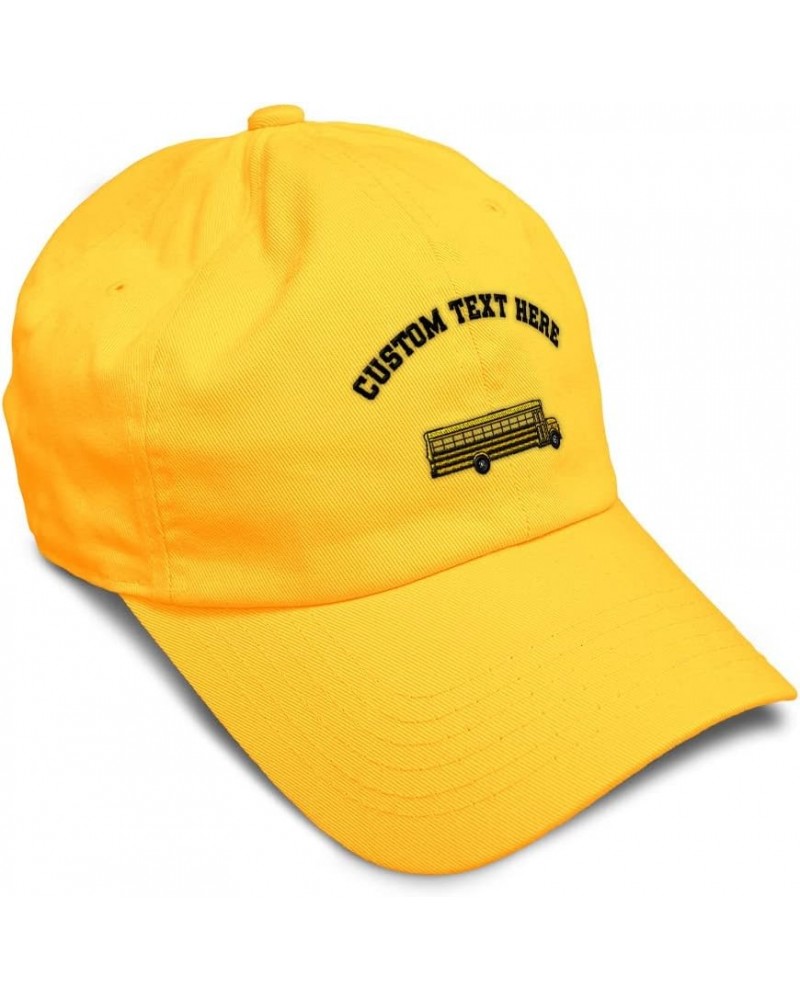 Custom Soft Baseball Cap School Bus B Embroidery Bus School Bus Twill Cotton Dad Hats for Men & Women Golden Yellow Personali...