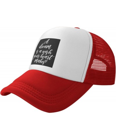 A Dream is a Wish Your Heart Makes Men's Baseball Cap Low Profile Mesh Trucker Cap Adjustable Red $9.22 Baseball Caps