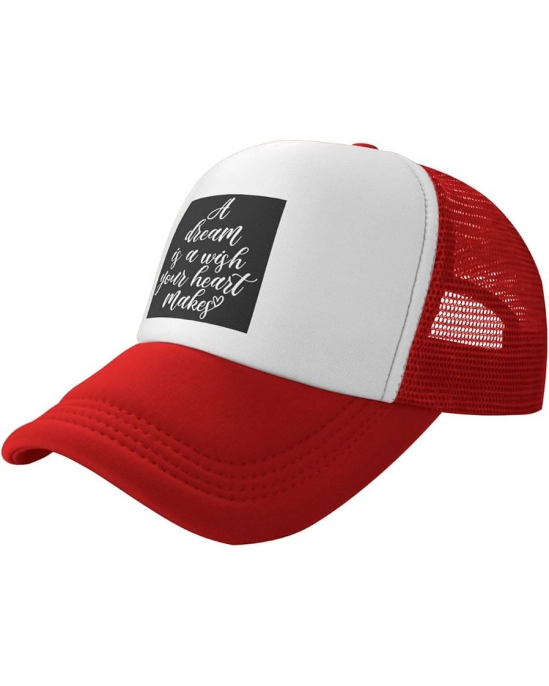 A Dream is a Wish Your Heart Makes Men's Baseball Cap Low Profile Mesh Trucker Cap Adjustable Red $9.22 Baseball Caps