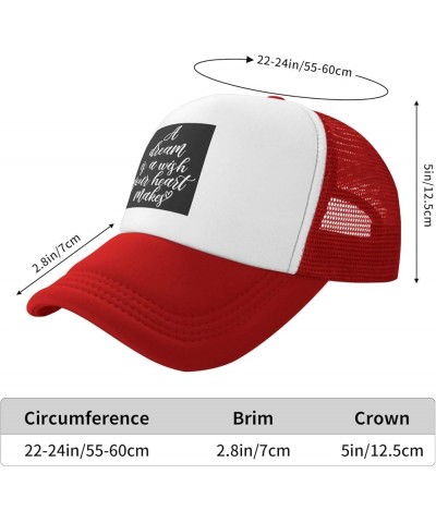 A Dream is a Wish Your Heart Makes Men's Baseball Cap Low Profile Mesh Trucker Cap Adjustable Red $9.22 Baseball Caps