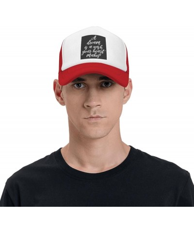 A Dream is a Wish Your Heart Makes Men's Baseball Cap Low Profile Mesh Trucker Cap Adjustable Red $9.22 Baseball Caps