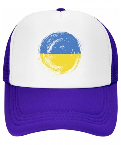 Vintage Circle Ukraine Flag Mesh Baseball Cap Purple $10.70 Baseball Caps