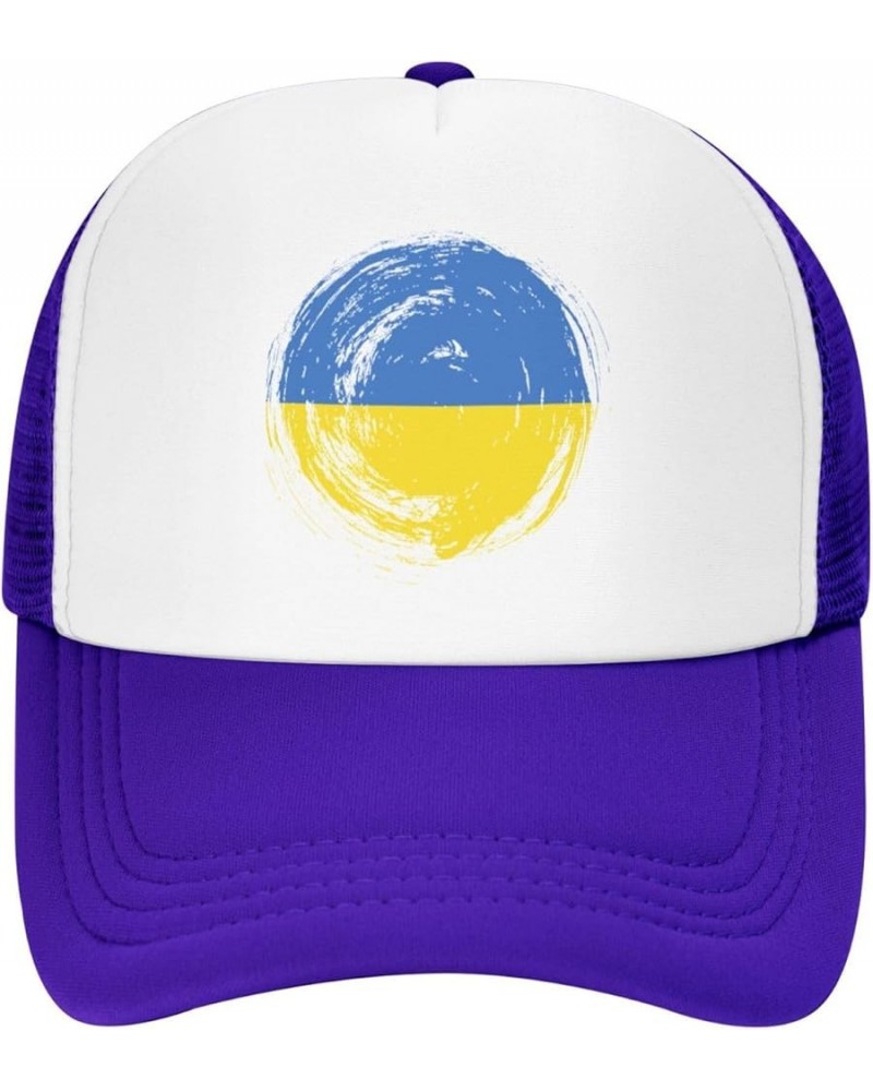 Vintage Circle Ukraine Flag Mesh Baseball Cap Purple $10.70 Baseball Caps