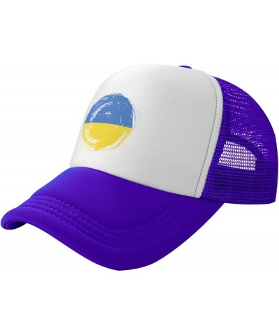 Vintage Circle Ukraine Flag Mesh Baseball Cap Purple $10.70 Baseball Caps