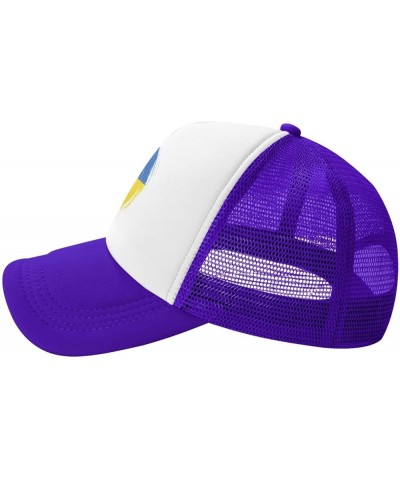 Vintage Circle Ukraine Flag Mesh Baseball Cap Purple $10.70 Baseball Caps