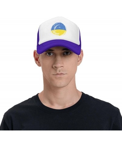 Vintage Circle Ukraine Flag Mesh Baseball Cap Purple $10.70 Baseball Caps