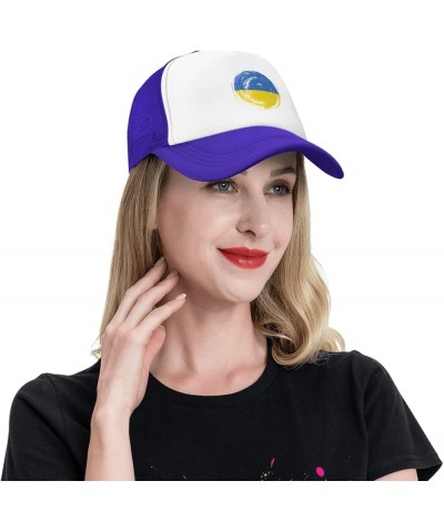 Vintage Circle Ukraine Flag Mesh Baseball Cap Purple $10.70 Baseball Caps