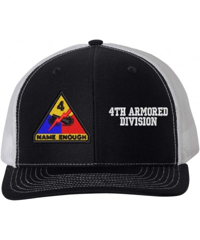 U.S. Army 4th Armored Division Mesh Back Mid-Profile Cap - Officially Licensed Navy/White $20.97 Baseball Caps