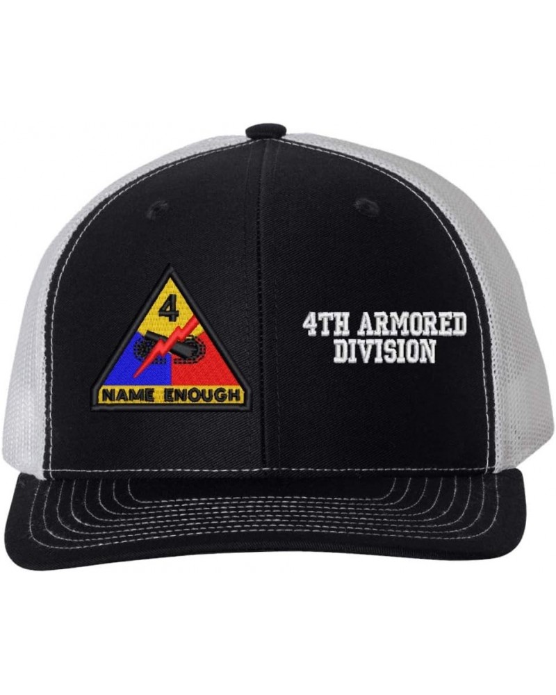 U.S. Army 4th Armored Division Mesh Back Mid-Profile Cap - Officially Licensed Navy/White $20.97 Baseball Caps