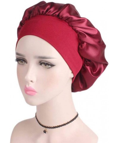 Chemotherapy Sleep Cap Cap Hair Hair Solid Satin Women's Band Wide-Brimmed Hat Baseball Caps Baseball Cap Moon Red $6.98 Base...