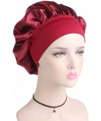 Chemotherapy Sleep Cap Cap Hair Hair Solid Satin Women's Band Wide-Brimmed Hat Baseball Caps Baseball Cap Moon Red $6.98 Base...