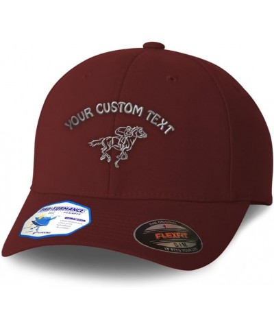 Custom Flexfit Hats for Men & Women Western Horse Race Racehorse Riding Polyester Dad Hat Baseball Cap Burgundy Personalized ...