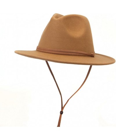 Fedora Hats Women Men Wide Brim Church Top Hat Artificial Woolf Elted Jazz Cap Panama Hat Rose Red $15.83 Fedoras