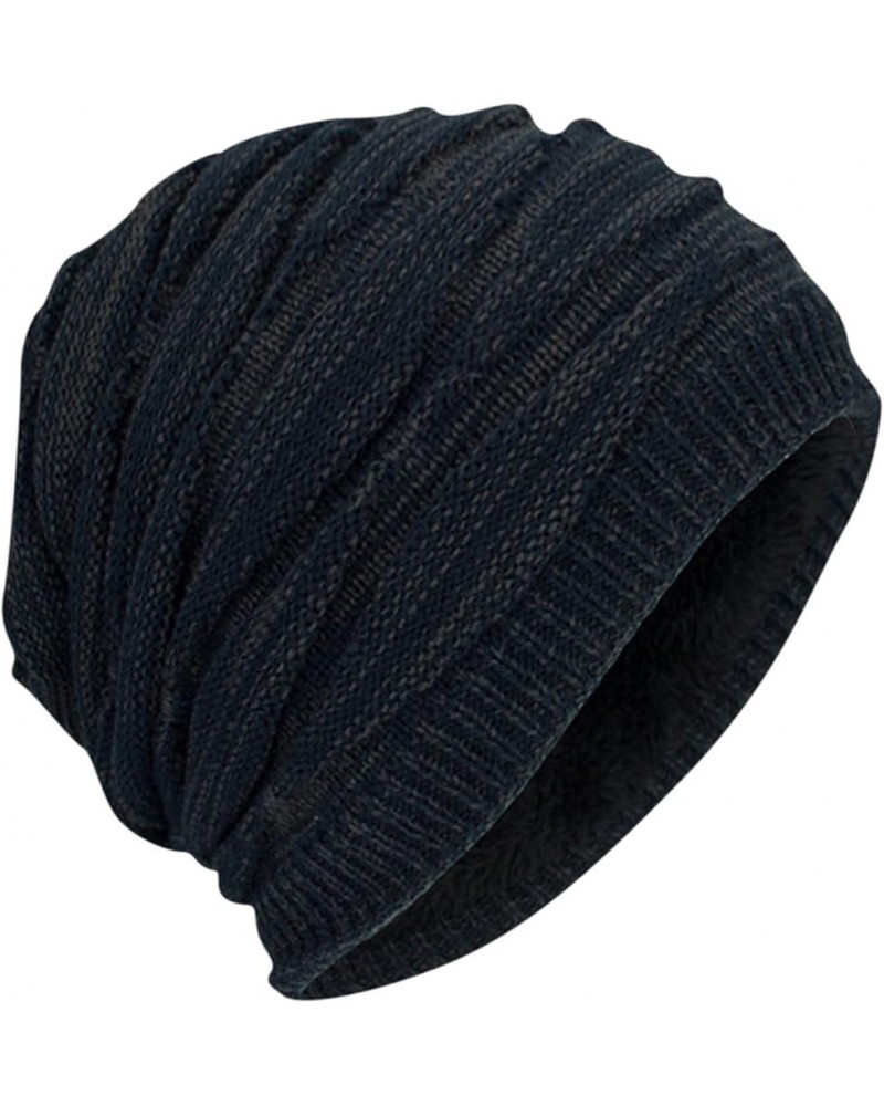 Hat Winter Men Plush Hats Hat Warm Hat Women Soft Slouch Knitted Baseball Caps Exercise Hats for Men Navy 3 $9.26 Skullies & ...