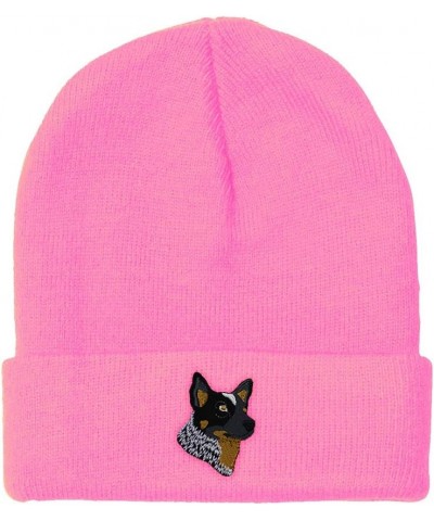 Custom Beanies for Men Australian Cattle Dog Embroidery Dogs Winter Hats for Women Acrylic Skull Cap 1 Size Soft Pink Design ...