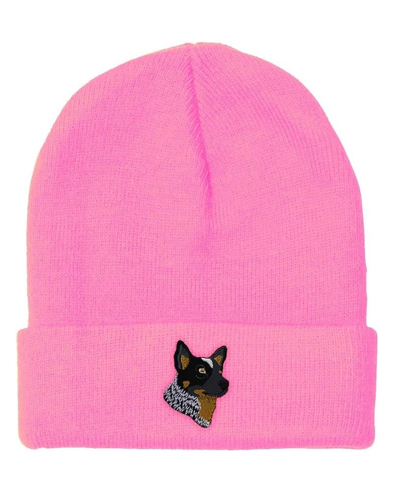 Custom Beanies for Men Australian Cattle Dog Embroidery Dogs Winter Hats for Women Acrylic Skull Cap 1 Size Soft Pink Design ...