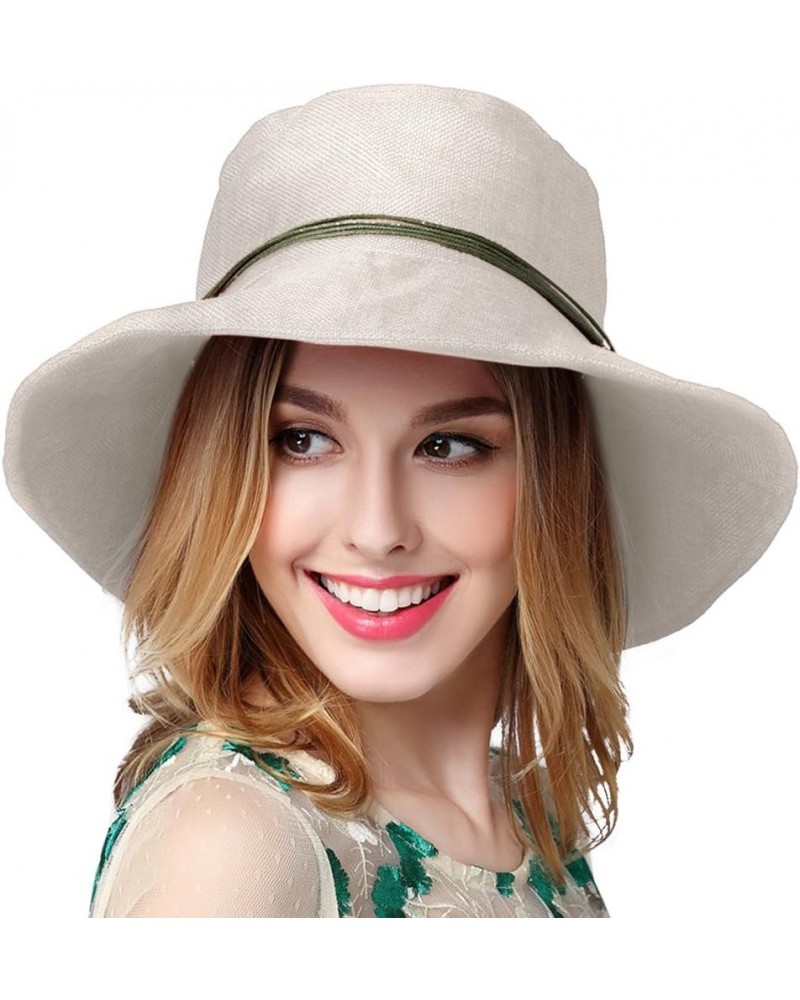 Women's Summer Beach Sun Hat Linen Hat, Cream $7.64 Sun Hats