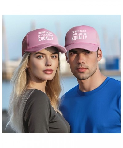 I'm Not Racist I Hate Everyone Cap Fashion Trucker Baseball Hat Unisex Pink $11.79 Baseball Caps