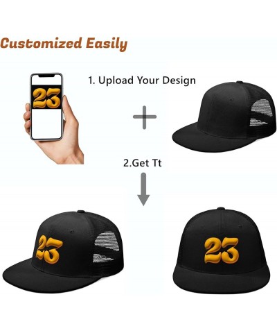 Custom Hats Design Your Own Personalized Baseball Cap Trucker Hat for Men Kids Logo Maker Black Embroidery -Text Only Sandwic...