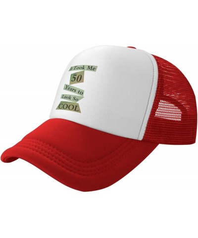 Funny 50th Birthday Hat Dad Gift Mesh Cap for Men Women, Dad Gift Adjustable Trucker Hat Baseball Cap Red $11.22 Baseball Caps