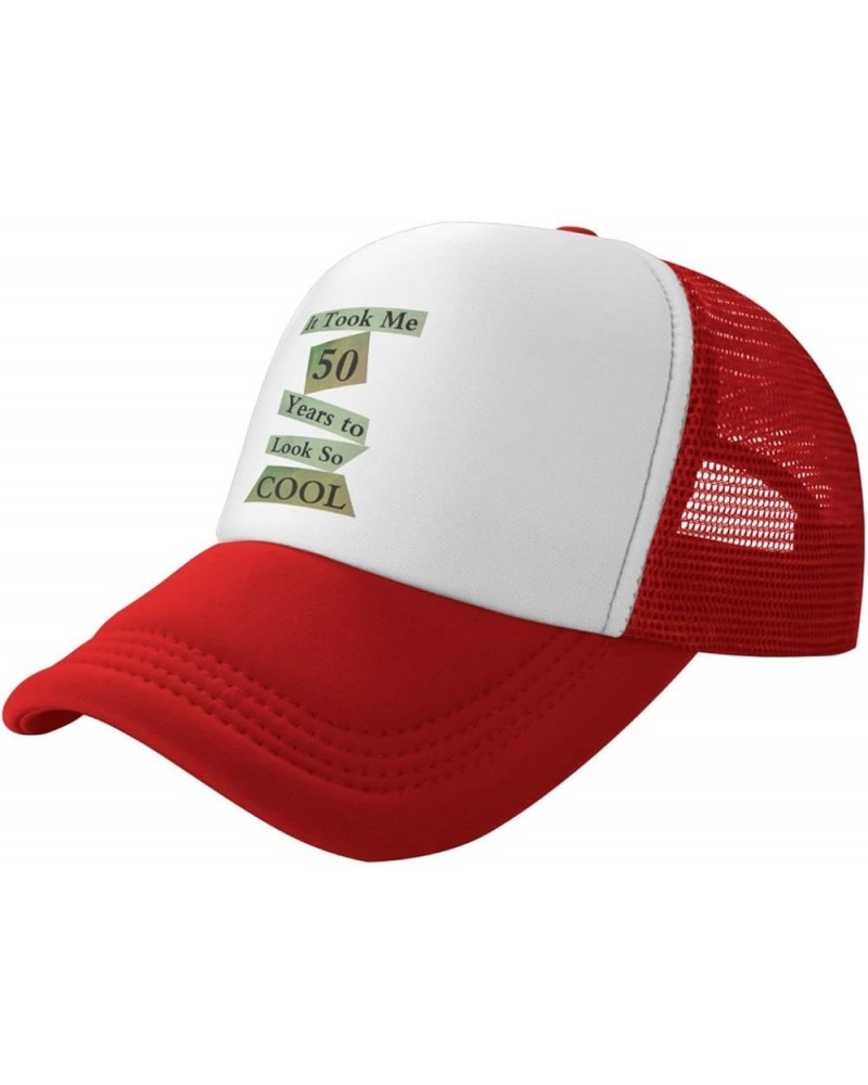 Funny 50th Birthday Hat Dad Gift Mesh Cap for Men Women, Dad Gift Adjustable Trucker Hat Baseball Cap Red $11.22 Baseball Caps