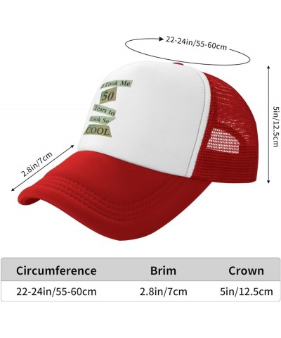 Funny 50th Birthday Hat Dad Gift Mesh Cap for Men Women, Dad Gift Adjustable Trucker Hat Baseball Cap Red $11.22 Baseball Caps