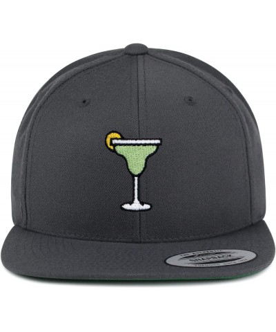 Margarita Embroidered Yupoong Flat Bill 6 Panel Snapback Hat Cocktail Party Dark Grey $17.99 Baseball Caps