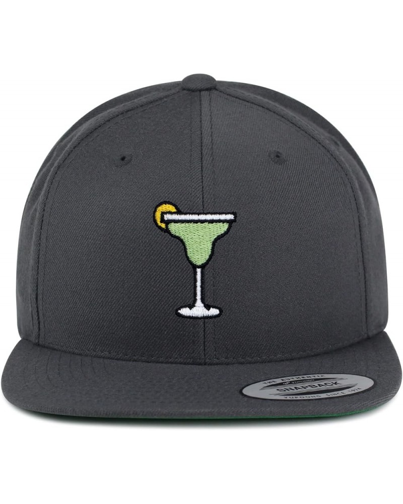 Margarita Embroidered Yupoong Flat Bill 6 Panel Snapback Hat Cocktail Party Dark Grey $17.99 Baseball Caps