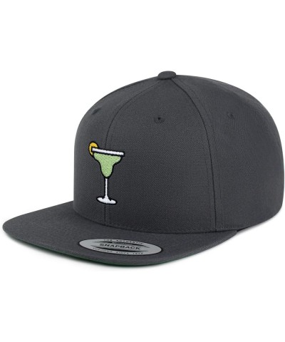 Margarita Embroidered Yupoong Flat Bill 6 Panel Snapback Hat Cocktail Party Dark Grey $17.99 Baseball Caps