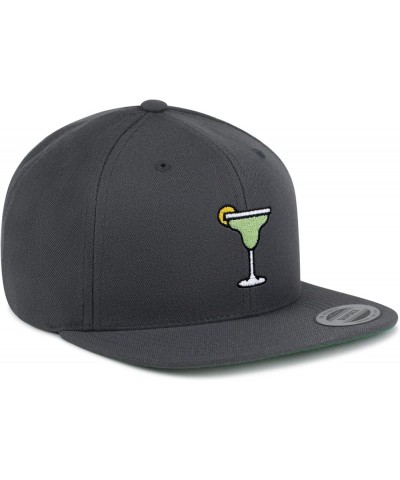 Margarita Embroidered Yupoong Flat Bill 6 Panel Snapback Hat Cocktail Party Dark Grey $17.99 Baseball Caps