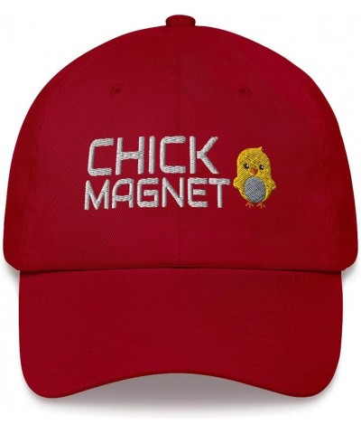 Chick Magnet Funny Easter Chick Embroidered Dad Hat Adjustable Cotton Cap Cranberry $17.50 Baseball Caps