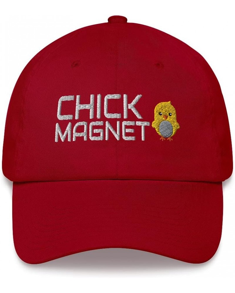 Chick Magnet Funny Easter Chick Embroidered Dad Hat Adjustable Cotton Cap Cranberry $17.50 Baseball Caps