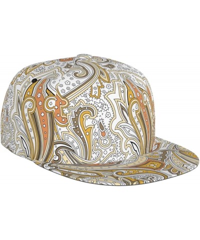 Paisley Baseball Cap, Flat Brim Trucker Hat, Buckle Adjustable Paisley1 $11.19 Baseball Caps