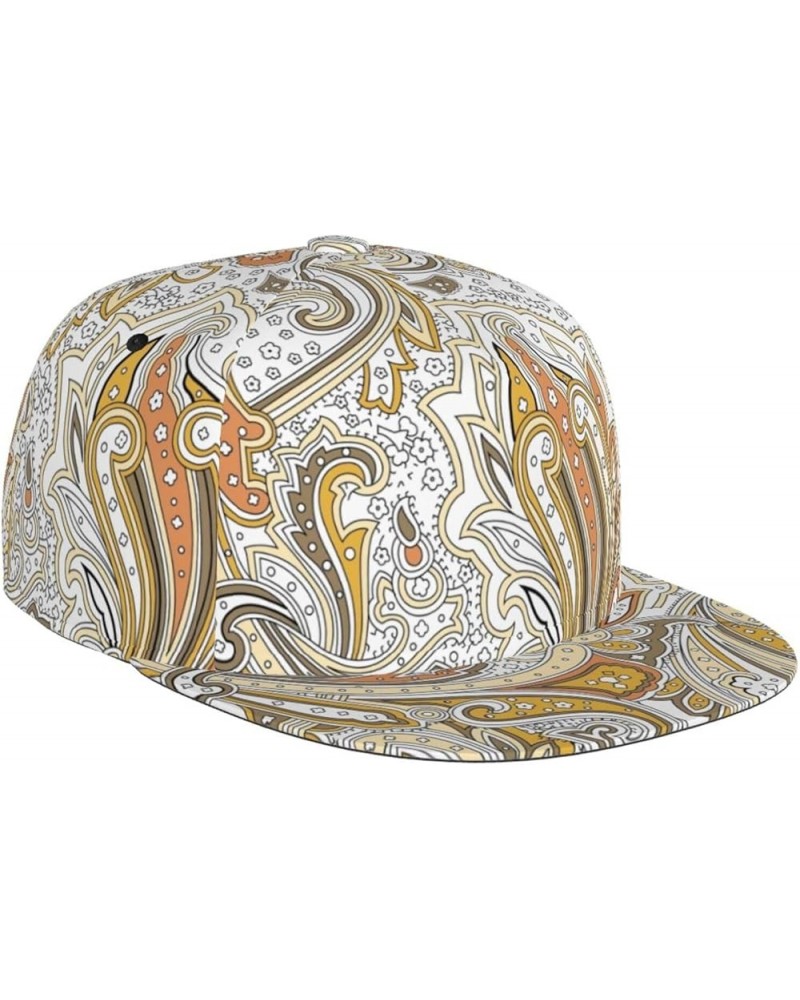 Paisley Baseball Cap, Flat Brim Trucker Hat, Buckle Adjustable Paisley1 $11.19 Baseball Caps