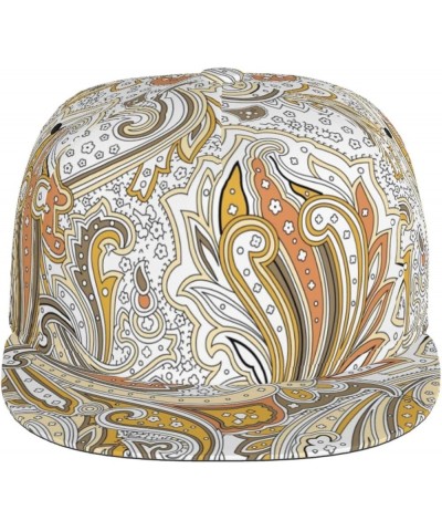 Paisley Baseball Cap, Flat Brim Trucker Hat, Buckle Adjustable Paisley1 $11.19 Baseball Caps